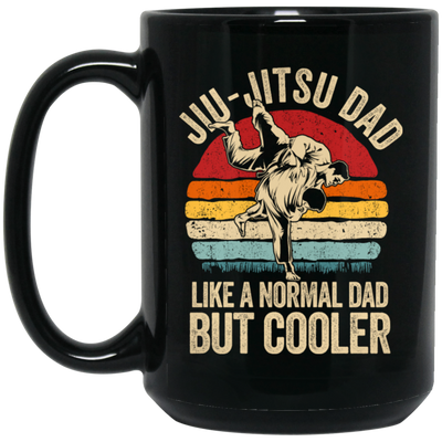 Jiu-Jitsu Dad, Like A Normal Dad But Cooler, Men, Father Vintage Fighter Black Mug