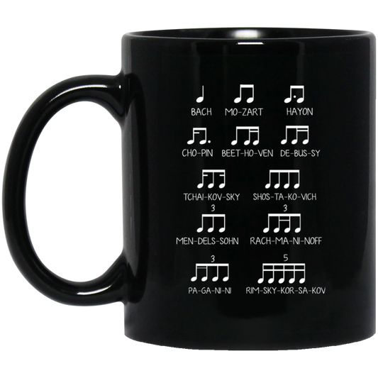 Music Design, Famous Musician, Music Note Black Mug