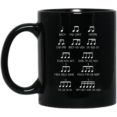 Music Design, Famous Musician, Music Note Black Mug