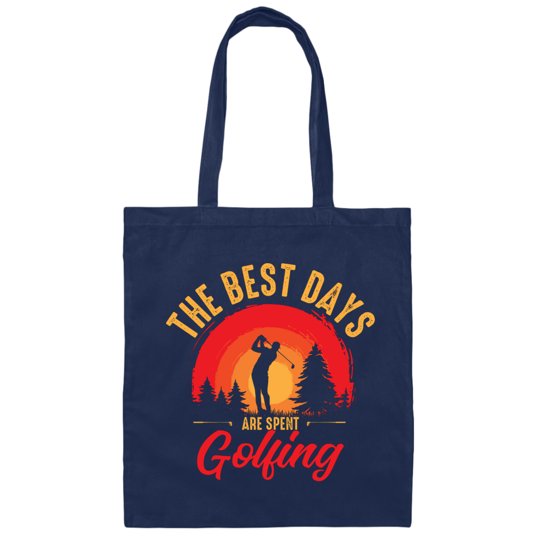 The Best Days Are Spent Golfing, Retro Golf Player Canvas Tote Bag