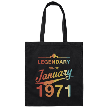 Retro Legendary Since January 1971, 50th Birthday Gift Canvas Tote Bag