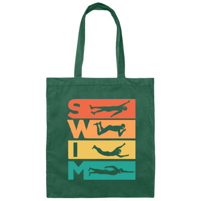 Love To Swim, Retro Swimming, Swimmer Love Gift, Best Swim Lover Canvas Tote Bag