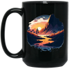 Simple Picture Of Sunset With Rock And River, Best Landscape Gift Black Mug