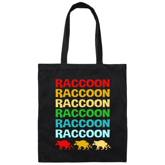 Retro Raccoon Colorful Squad Team Trash Panda Racoon Canvas Tote Bag