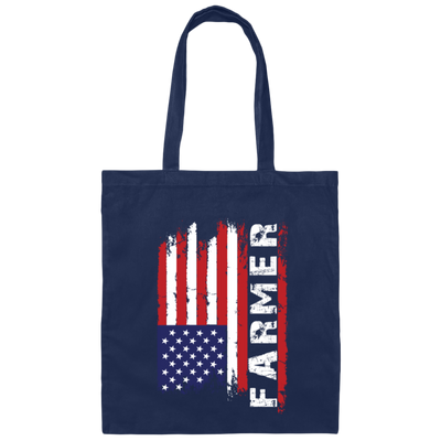USA Farmer Anniversary July 4th American Flag Canvas Tote Bag