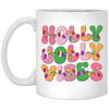 Holly Jolly Vibes, Light Bulb, Xmas Bulb, Holly Jolly White Mug