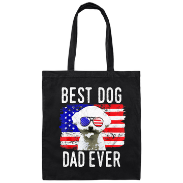 American Flag, Best Dog Dad Ever, Cute Dog, Love American Dog Canvas Tote Bag
