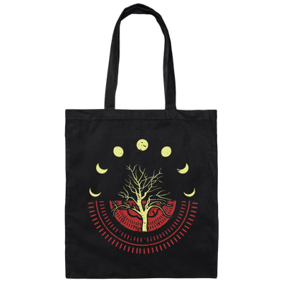 The Different Moon Phases With The World Tree Canvas Tote Bag