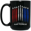 American Flag, Air Force, US Veterans, 4th Of July, Love Plane Gift Black Mug