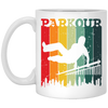 Retro Parkour Gift, Athlete Parkour, Freerunning, Freerunners Gift White Mug