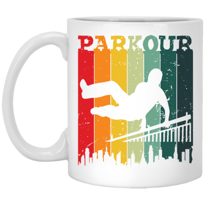 Retro Parkour Gift, Athlete Parkour, Freerunning, Freerunners Gift White Mug