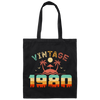 Vintage 1980 Cool Birthday Gift Idea Canvas Tote Bag