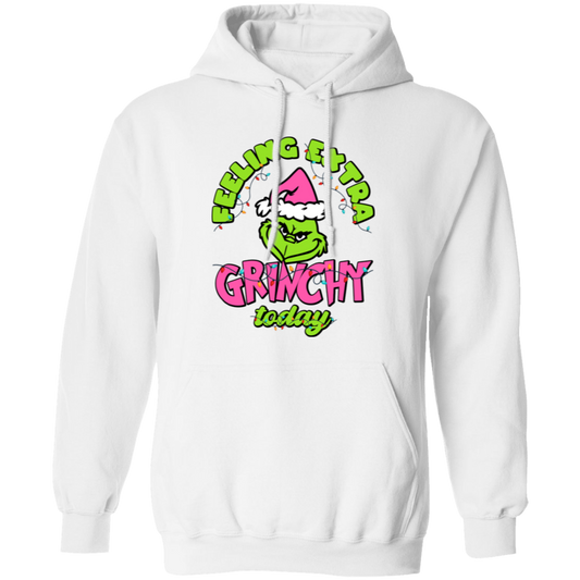 Feeling Extra Grinchy Today, Pink Grinchmas, Green Grinch, Merry Christmas, Trendy Christmas Pullover Hoodie