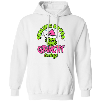 Feeling Extra Grinchy Today, Pink Grinchmas, Green Grinch, Merry Christmas, Trendy Christmas Pullover Hoodie