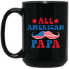 Papa, Father's Day, American Papa, Beard American Dad Black Mug