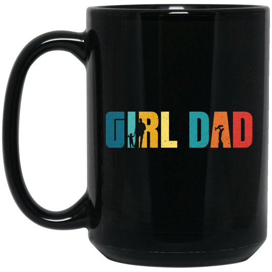 Girl Dad, Daughter's Dad, Father's Day Gifts, Retro Daddy Black Mug