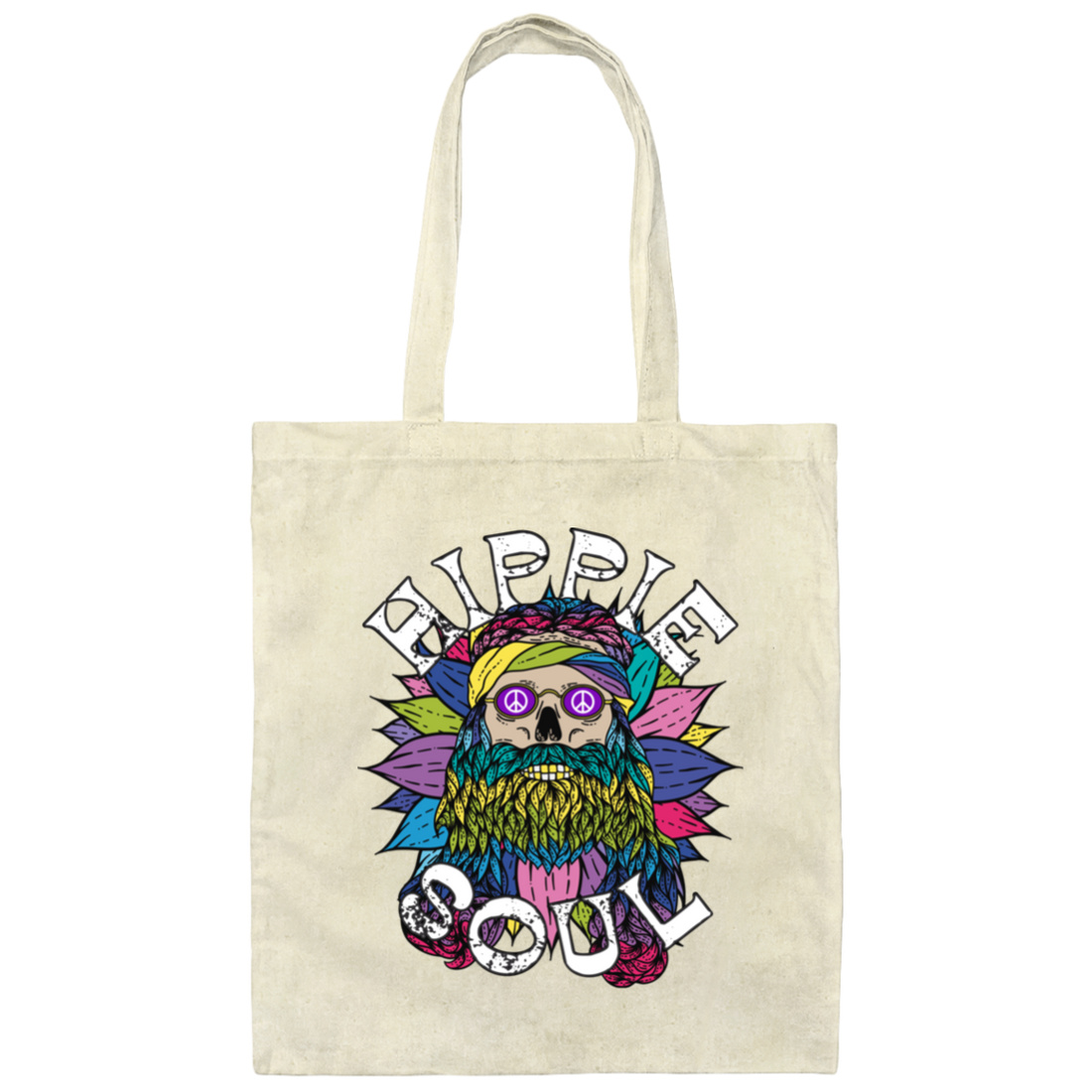 Hippie Soul, Cool Soul, Cool Skull, Hippie Style Canvas Tote Bag