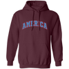 America Text, American Patriotic, 4th July Retro, 4th July Pullover Hoodie