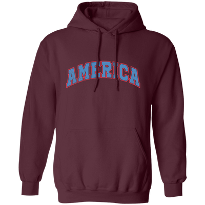 America Text, American Patriotic, 4th July Retro, 4th July Pullover Hoodie