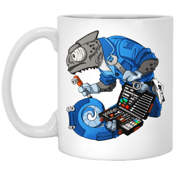 Car Mechanic, Chameleon Monster, Mechanic Monster, Big Mechanic White Mug