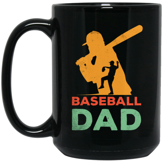 Baseball Dad, Gift For Dad, Vintage Baseball Dad, American Football Black Mug