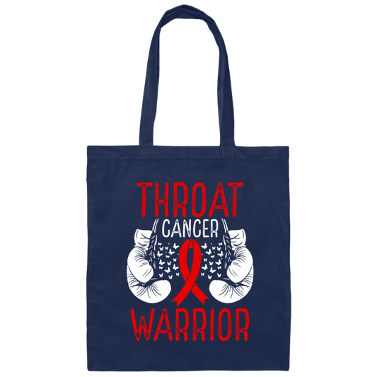 Colon Cancer Gift, Warrior Awareness, Ribbon And Gloves, Throat Cancer Canvas Tote Bag