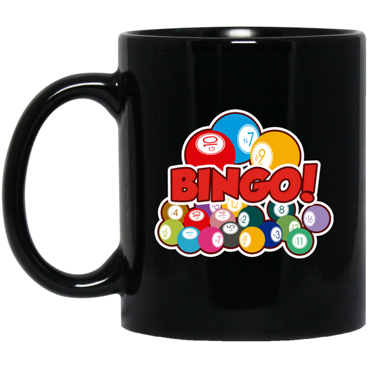 Many Balls, Love Bingo Balls, Bingo Gift, Bingo Balls Gift Black Mug