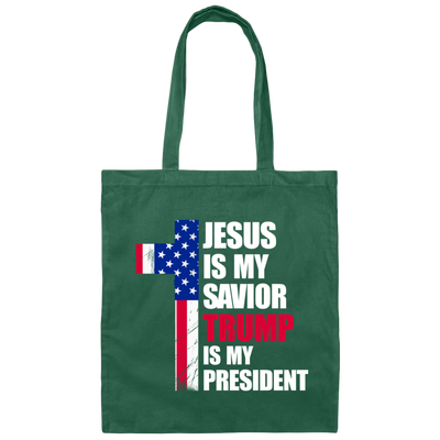 Jesus Lover, Jesus Is My Savior, Trump Is My President, Love Trump Canvas Tote Bag