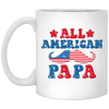 Papa, Father's Day, American Papa, Beard American Dad White Mug