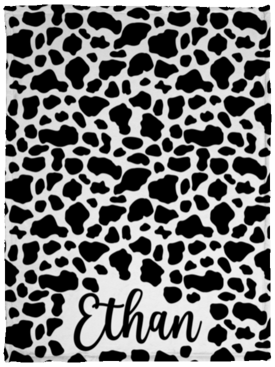 Cowhide Pattern Blanket, Cow Skin Blanket, Custom Name Blanket