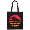 Summer Island Surfer Sea Beach Sun Gift, Palm Trees And Sunset Canvas Tote Bag