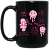 Radiate Positivity, Groovy Smile Face, Radiate Positivity Energy Black Mug