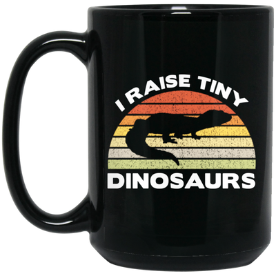 Funny Leopard, Gecko Pet, Lizard Retro, Giant Lizard, I Raise Tiny Dinosaurs Black Mug