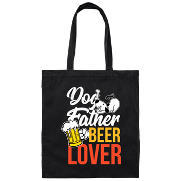 Dog Father, Beer Lover, Animal Lover, Dog Lover, Dog And Beer, Dog Dad Canvas Tote Bag
