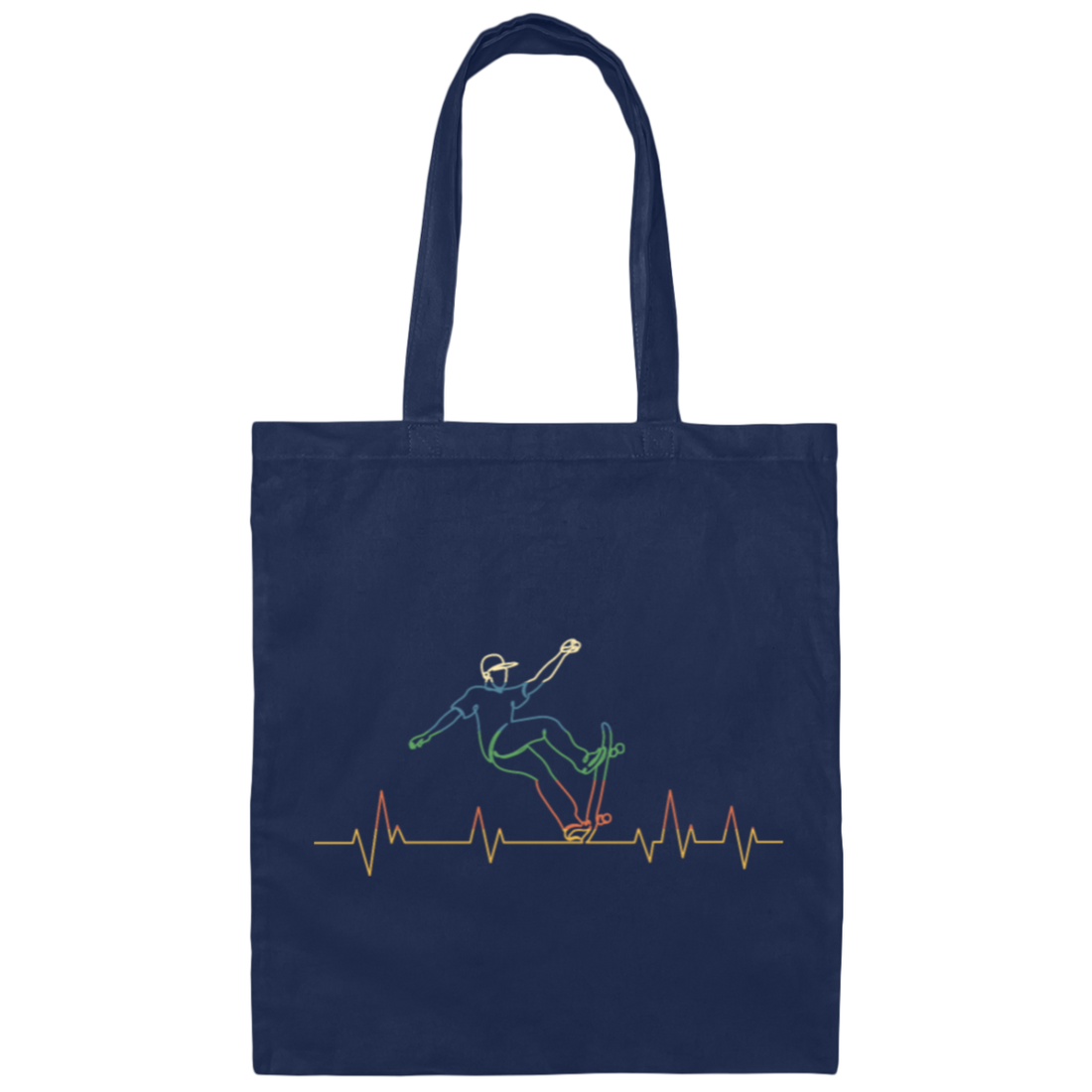 Retro Skater Heartbeat Skateboard Stunt, Skater Gift Canvas Tote Bag