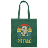 Retro Funny Pit Bull, Pit Face, Dog Lover Gift Canvas Tote Bag