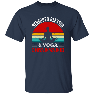 Stresses Blessed And Yoga Obsessed, Retro Yoga Unisex T-Shirt