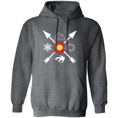 Denver Colorado, Snowboarding Direction, Sun Snow And Mountain Pullover Hoodie