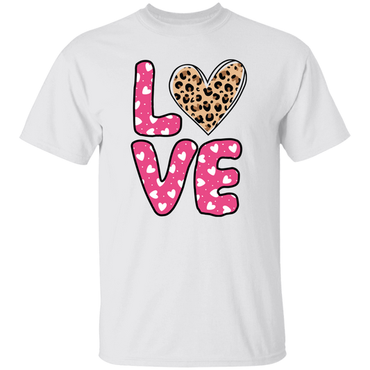 Love Heart Design, Leopard Pattern, Valentine's Day Unisex T-Shirt