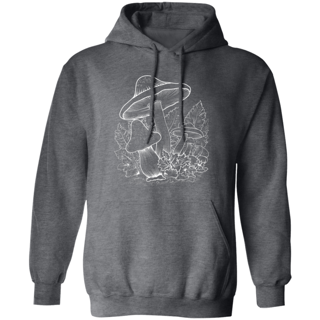Aesthetic Mushroom, Cottagecore Design, Mushroom Lineart white Pullover Hoodie