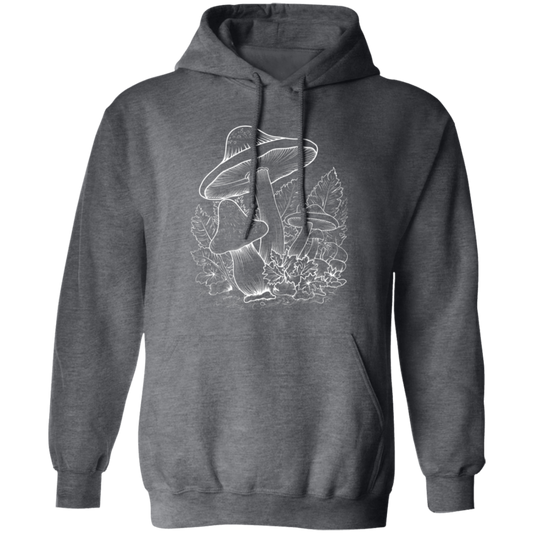 Aesthetic Mushroom, Cottagecore Design, Mushroom Lineart white Pullover Hoodie