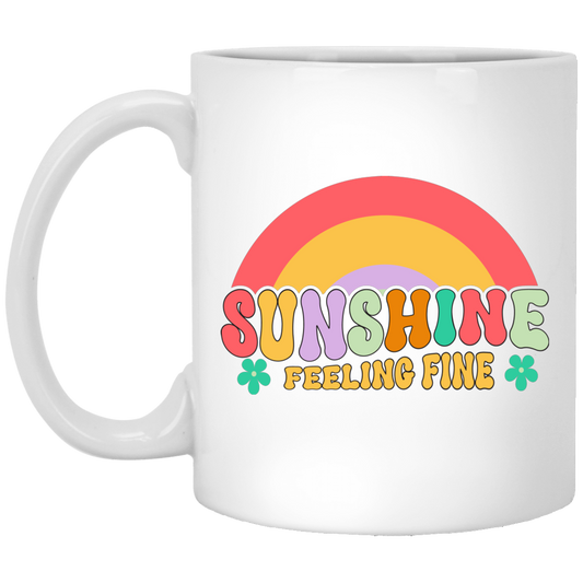 Sunshine Feeling Fine, Groovy Sunshine, Cute Sunshine White Mug