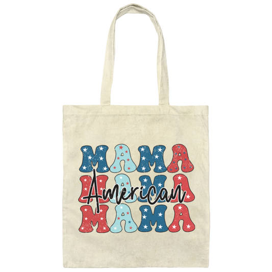 Mama, American Mama, Groovy Mama, Mommy's Day Canvas Tote Bag