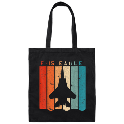 Retro F 15 Eagle Jet Fighter Vintage Aircraft Style Canvas Tote Bag
