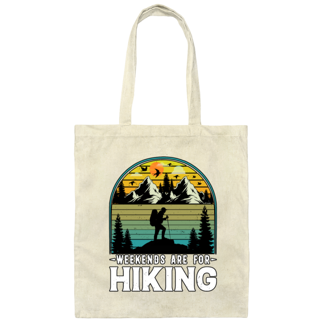 Go Hiking Gift, Weekends Are For Hiking, Retro Hiking Lover, Mountain Love Canvas Tote Bag