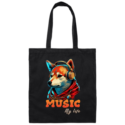 Fox Love Music, Handsome Foxe Wear A Headphone, Music Lover, Music Is My Life Canvas Tote Bag