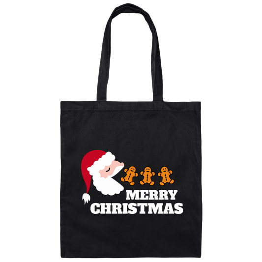 Merry Christmas, Santa Claus, Santa Pacman, Gingerbread Canvas Tote Bag