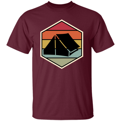 Tent Vintage, Retro Hexagon, Camping Motif With Tent Silhouette, Camp With Family Unisex T-Shirt