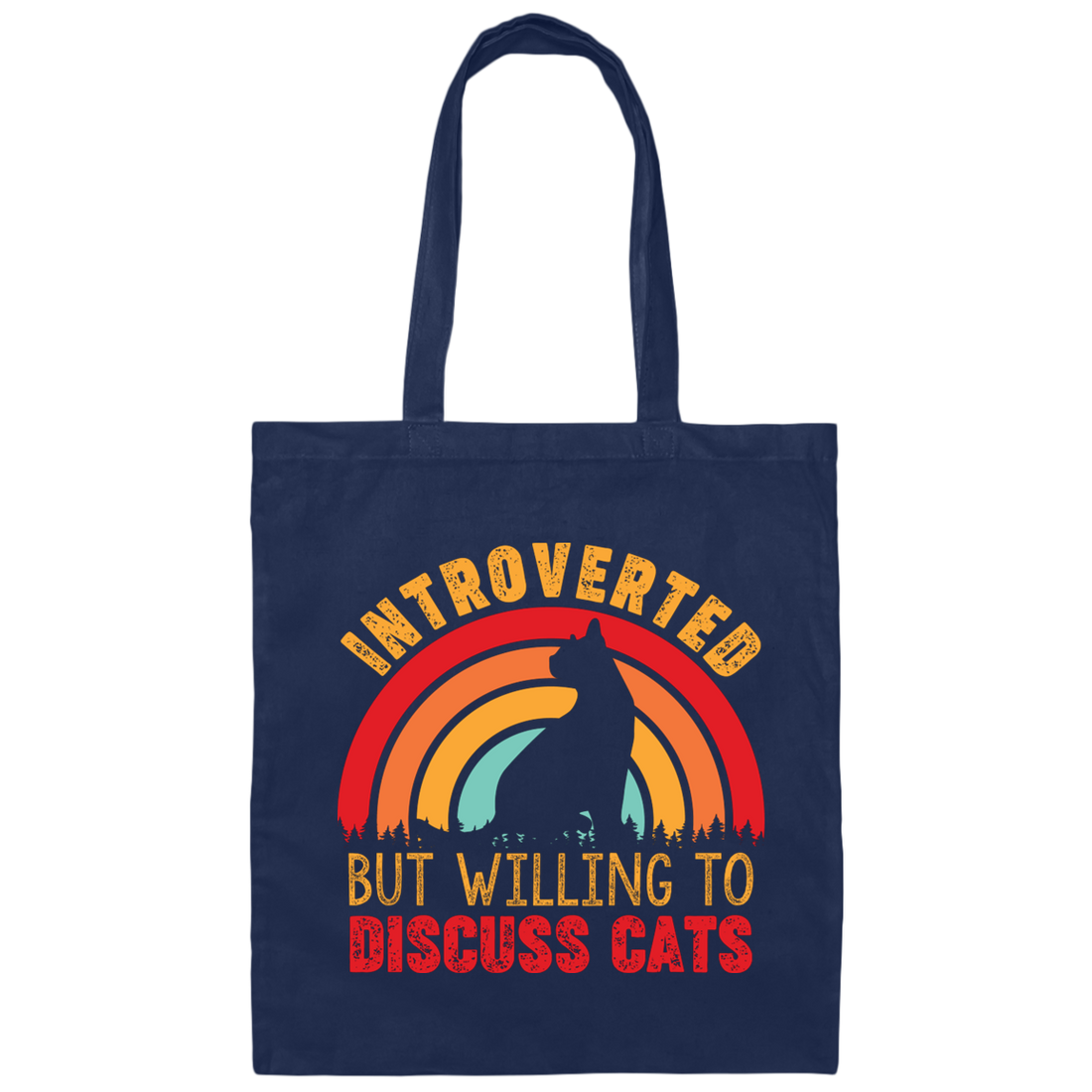 Introverted But Willing To Discuss Cats, Retro Cats Canvas Tote Bag