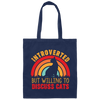 Introverted But Willing To Discuss Cats, Retro Cats Canvas Tote Bag